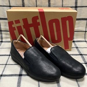 FitFlop Superskate Black Pebbled Leather Moccasin